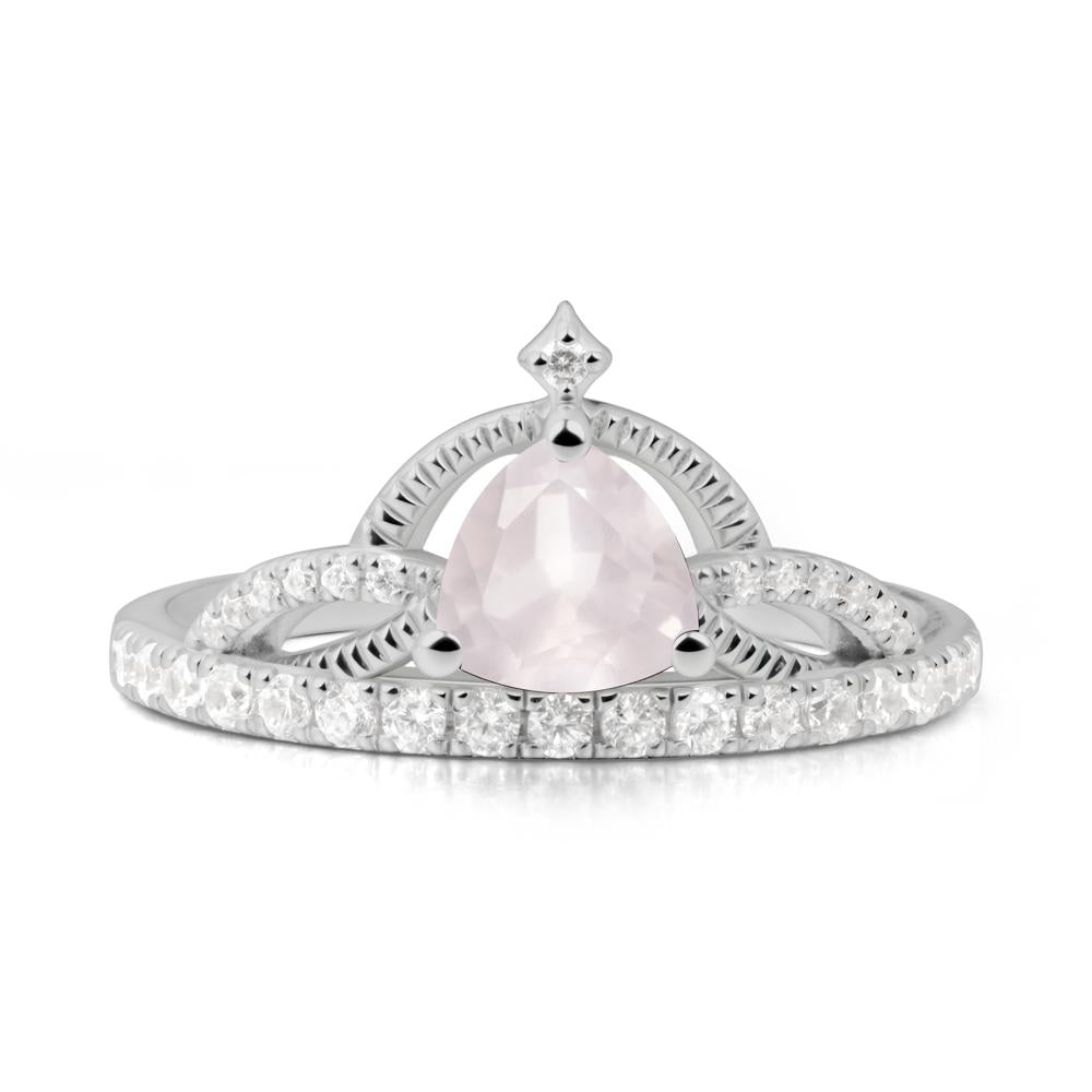 Trillion Cut Rose Quartz Tiara Ring - LUO Jewelry #metal_platinum