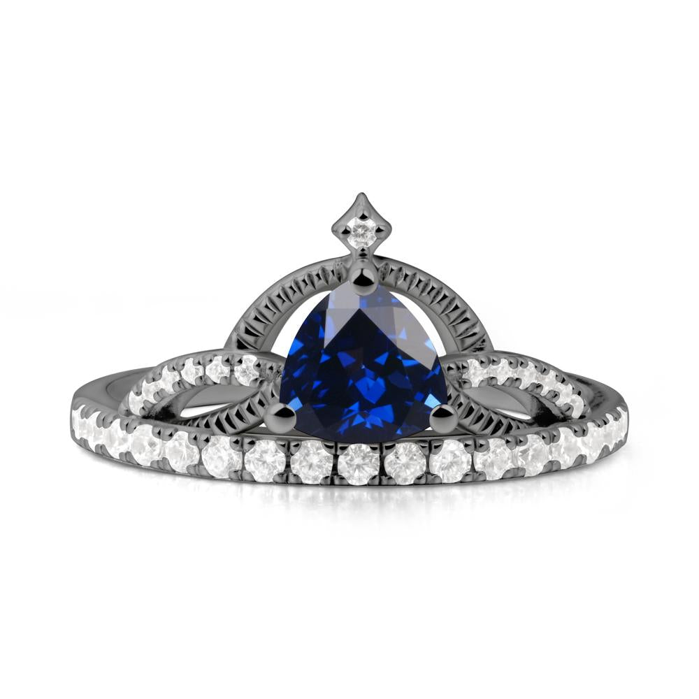 Tiara Sapphire Engagement Ring - LUO Jewelry #metal_black finish sterling silver