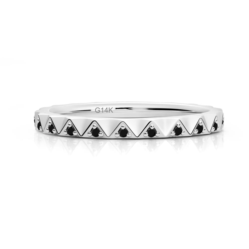 Round Black Spinel Stackable Ring - LUO Jewelry #metal_14k white gold