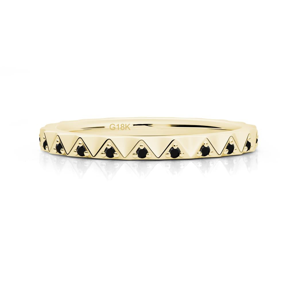Round Black Spinel Stackable Ring - LUO Jewelry #metal_18k yellow gold