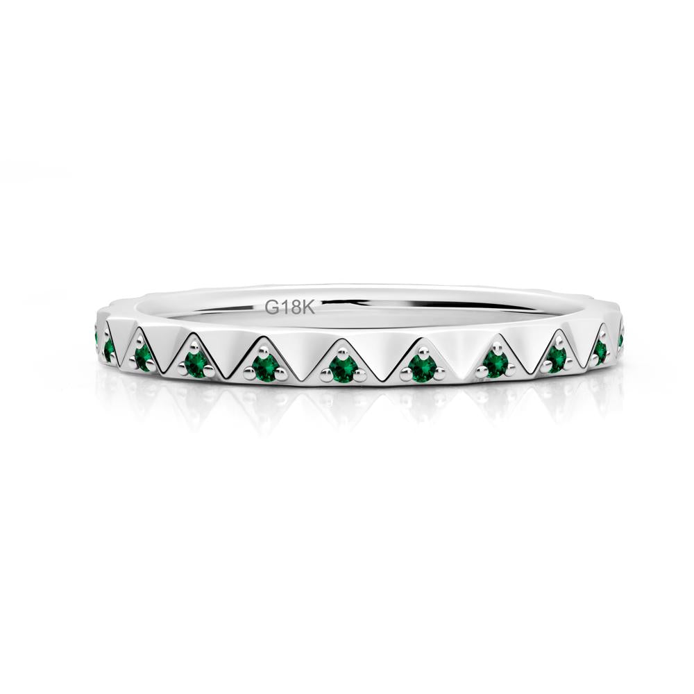 Round Emerald Stackable Ring - LUO Jewelry #metal_18k white gold