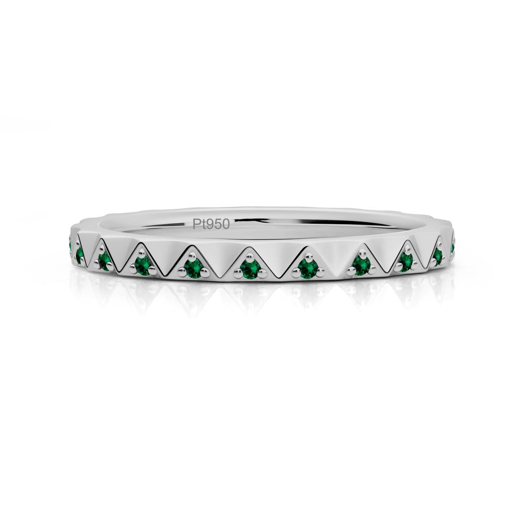 Round Emerald Stackable Ring - LUO Jewelry #metal_platinum