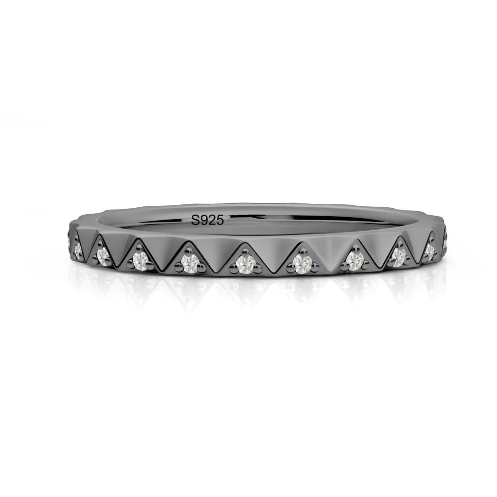 Round Moissanite Stackable Ring - LUO Jewelry #metal_black finish sterling silver