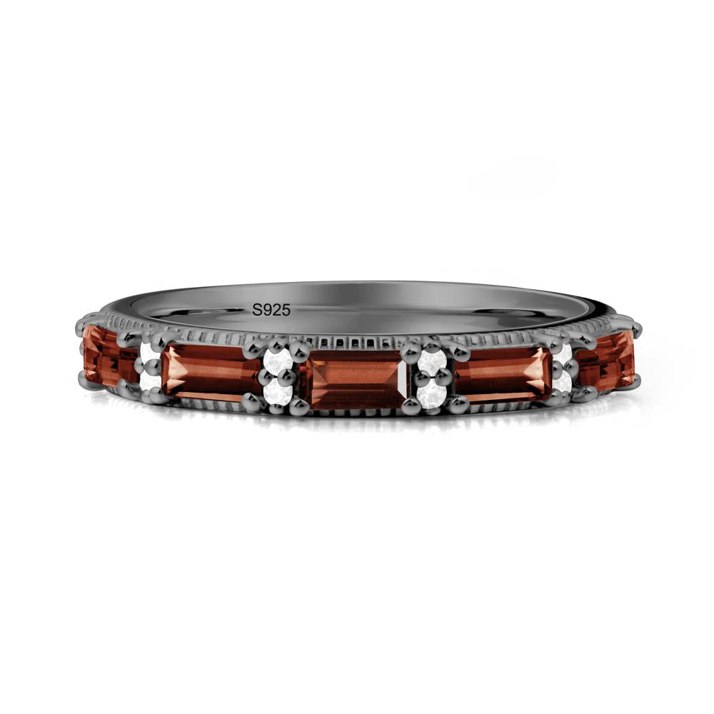 Baguette Garnet Eternity Ring - LUO Jewelry #metal_black finish sterling silver
