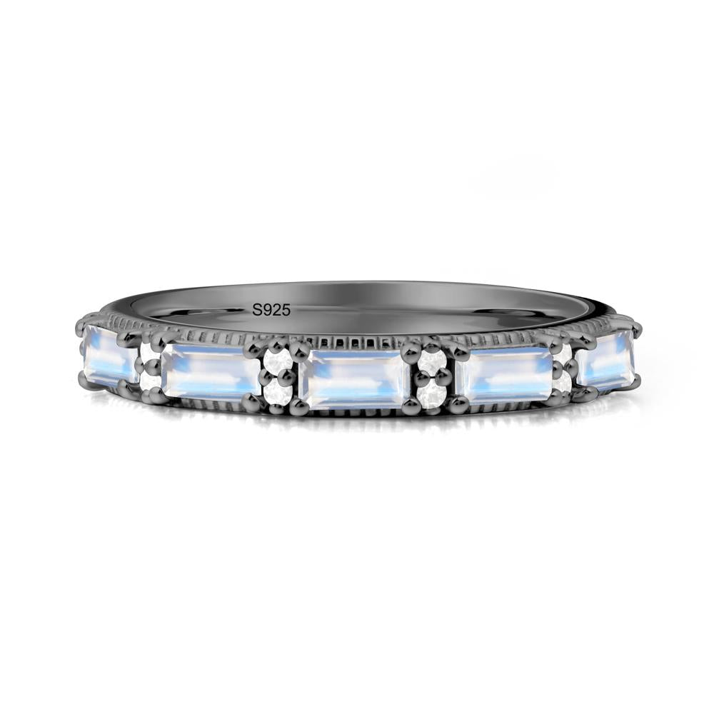 Baguette Moonstone Eternity Ring - LUO Jewelry #metal_black finish sterling silver