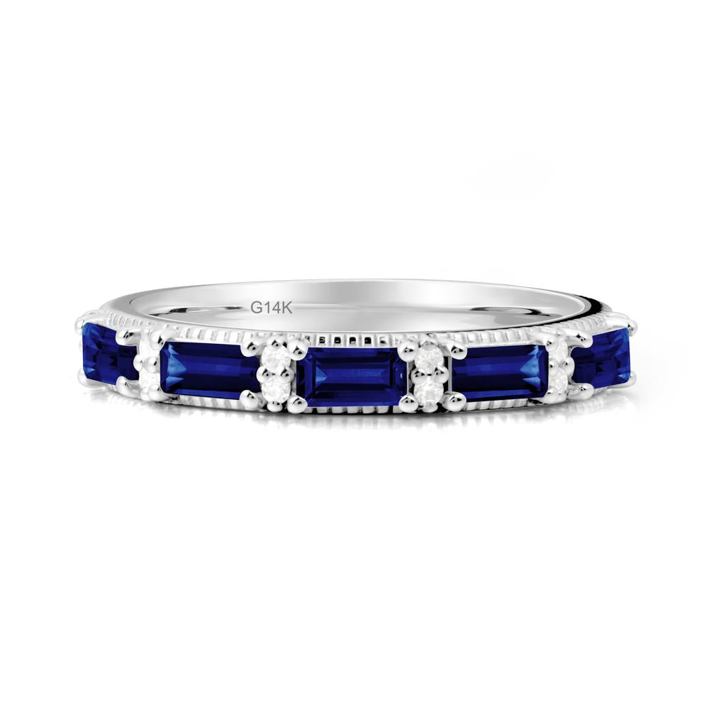 Baguette Sapphire Eternity Ring - LUO Jewelry #metal_14k white gold