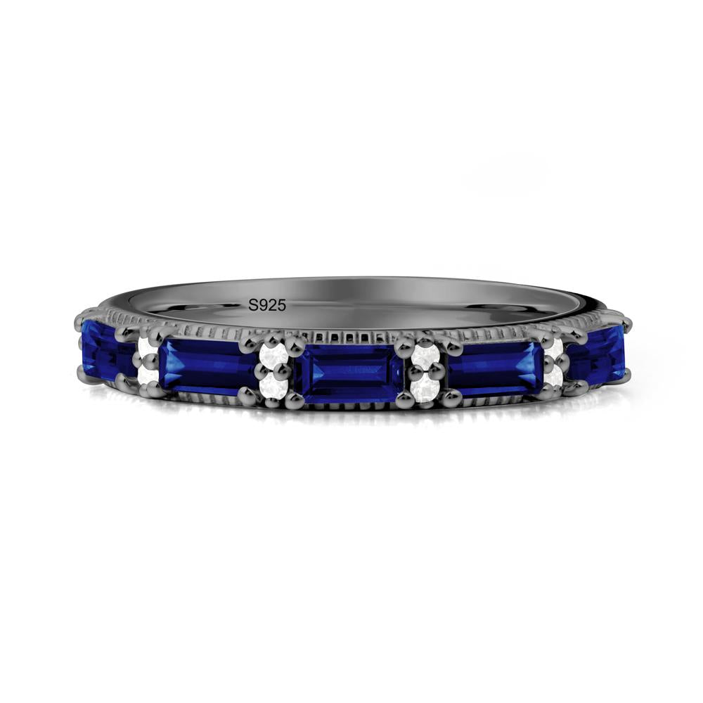 Baguette Sapphire Eternity Ring - LUO Jewelry #metal_black finish sterling silver