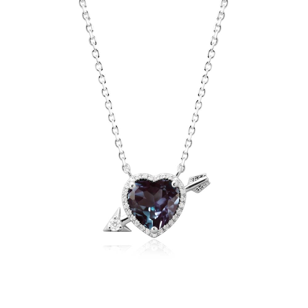 Heart Shaped Alexandrite Cupid鈥橲 Arrow Necklace - LUO Jewelry #metal_18k white gold