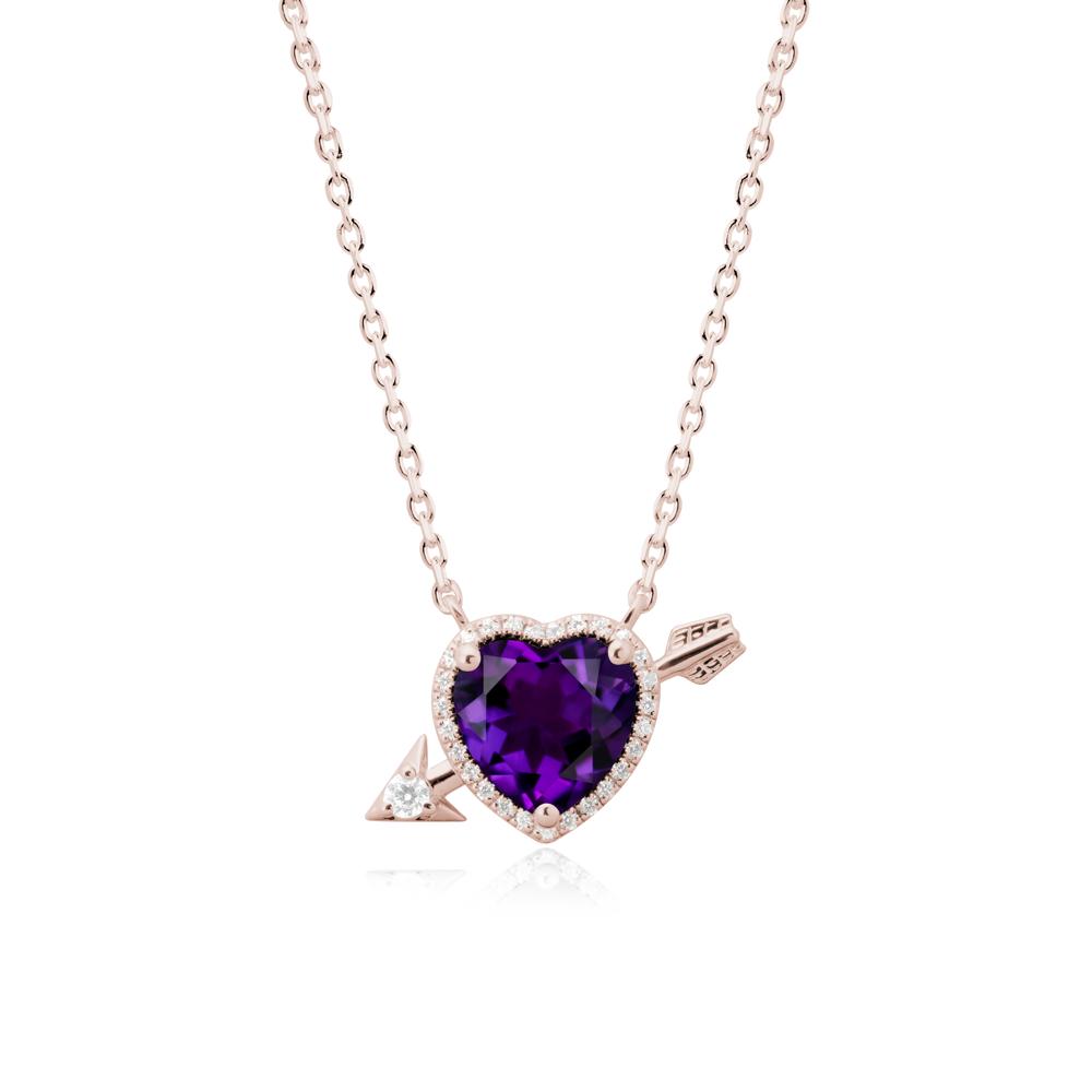 Cupid鈥橲 Arrow Heart Shaped Amethyst Necklace - LUO Jewelry #metal_14k rose gold