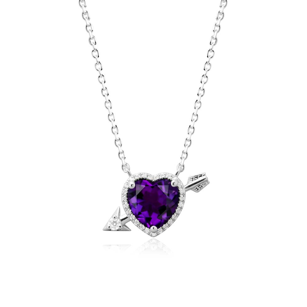 Cupid鈥橲 Arrow Heart Shaped Amethyst Necklace - LUO Jewelry #metal_18k white gold