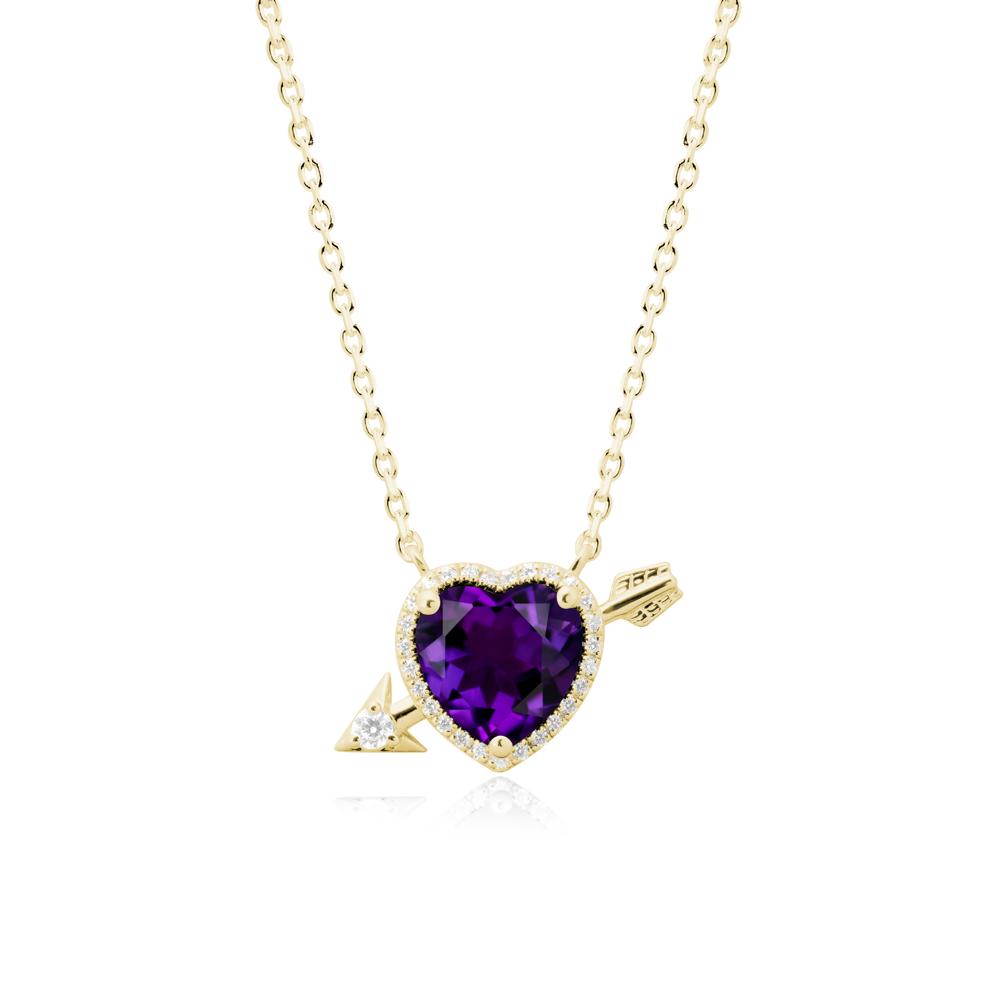 Cupid鈥橲 Arrow Heart Shaped Amethyst Necklace - LUO Jewelry #metal_18k yellow gold