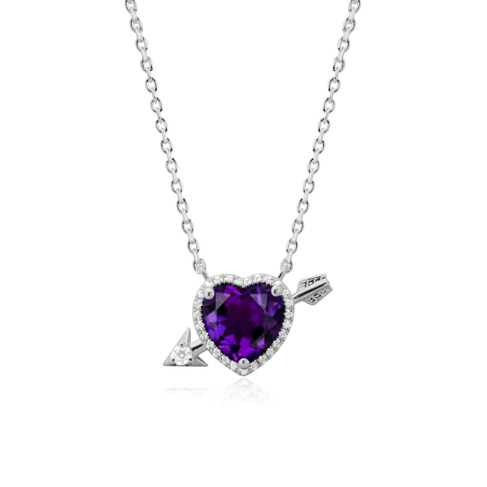 Cupid鈥橲 Arrow Heart Shaped Amethyst Necklace - LUO Jewelry #metal_platinum