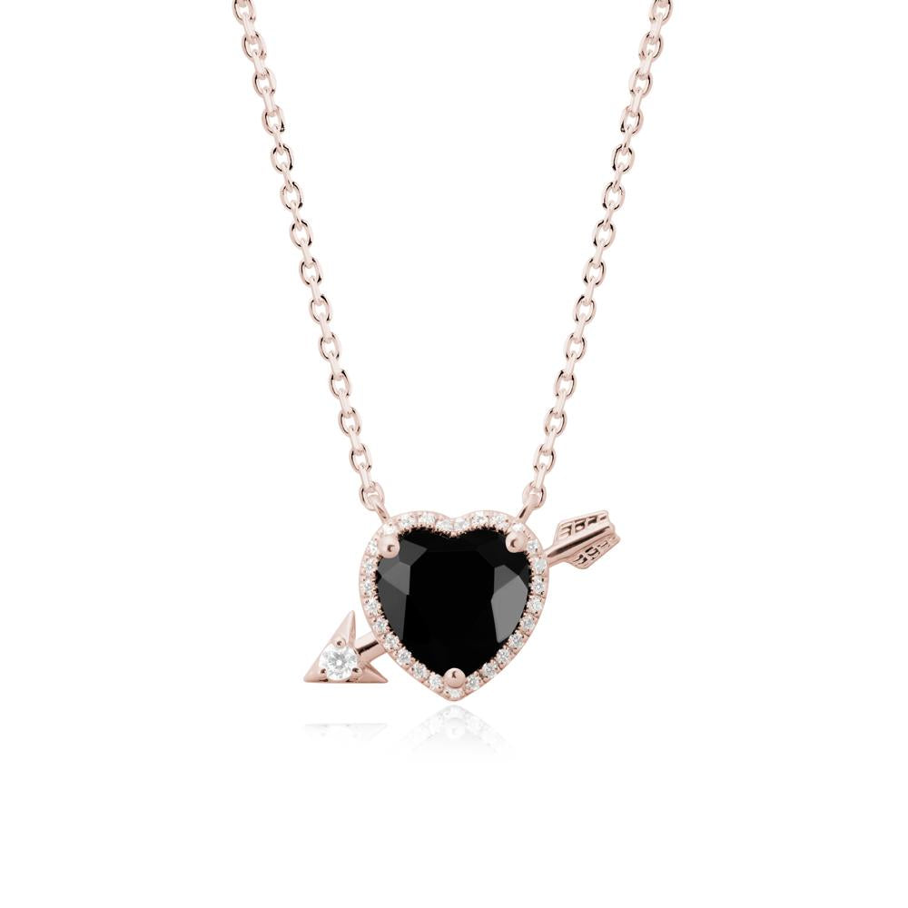 Heart Shaped Black Spinel Cupid鈥橲 Arrow Necklace - LUO Jewelry #metal_14k rose gold