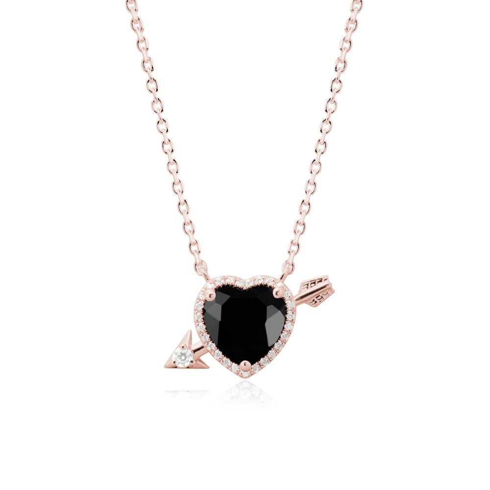 Heart Shaped Black Spinel Cupid鈥橲 Arrow Necklace - LUO Jewelry #metal_18k rose gold