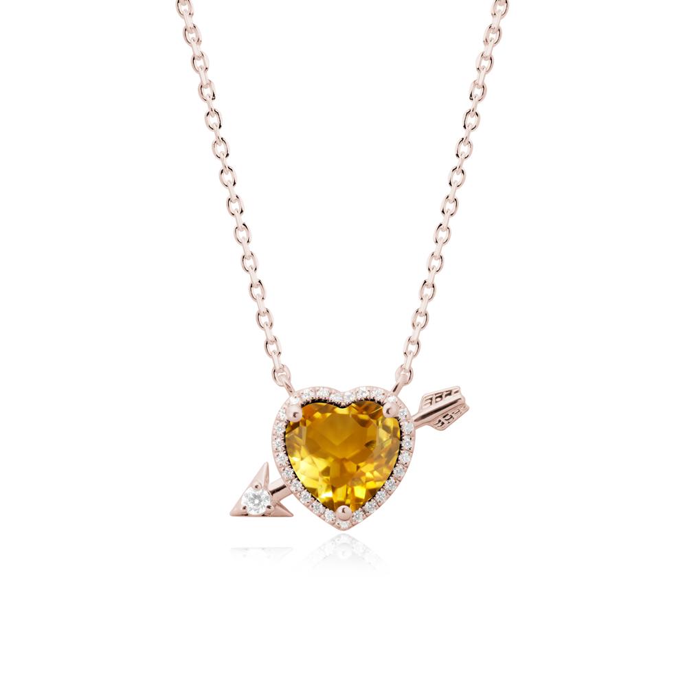 Cupid鈥橲 Arrow Heart Shaped Citrine Necklace - LUO Jewelry #metal_14k rose gold