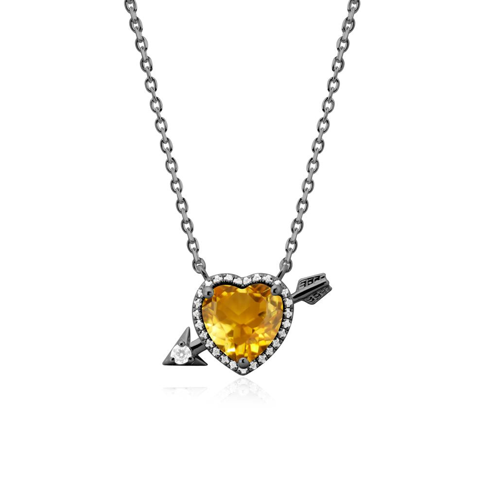 Cupid鈥橲 Arrow Heart Shaped Citrine Necklace - LUO Jewelry #metal_black finish sterling silver