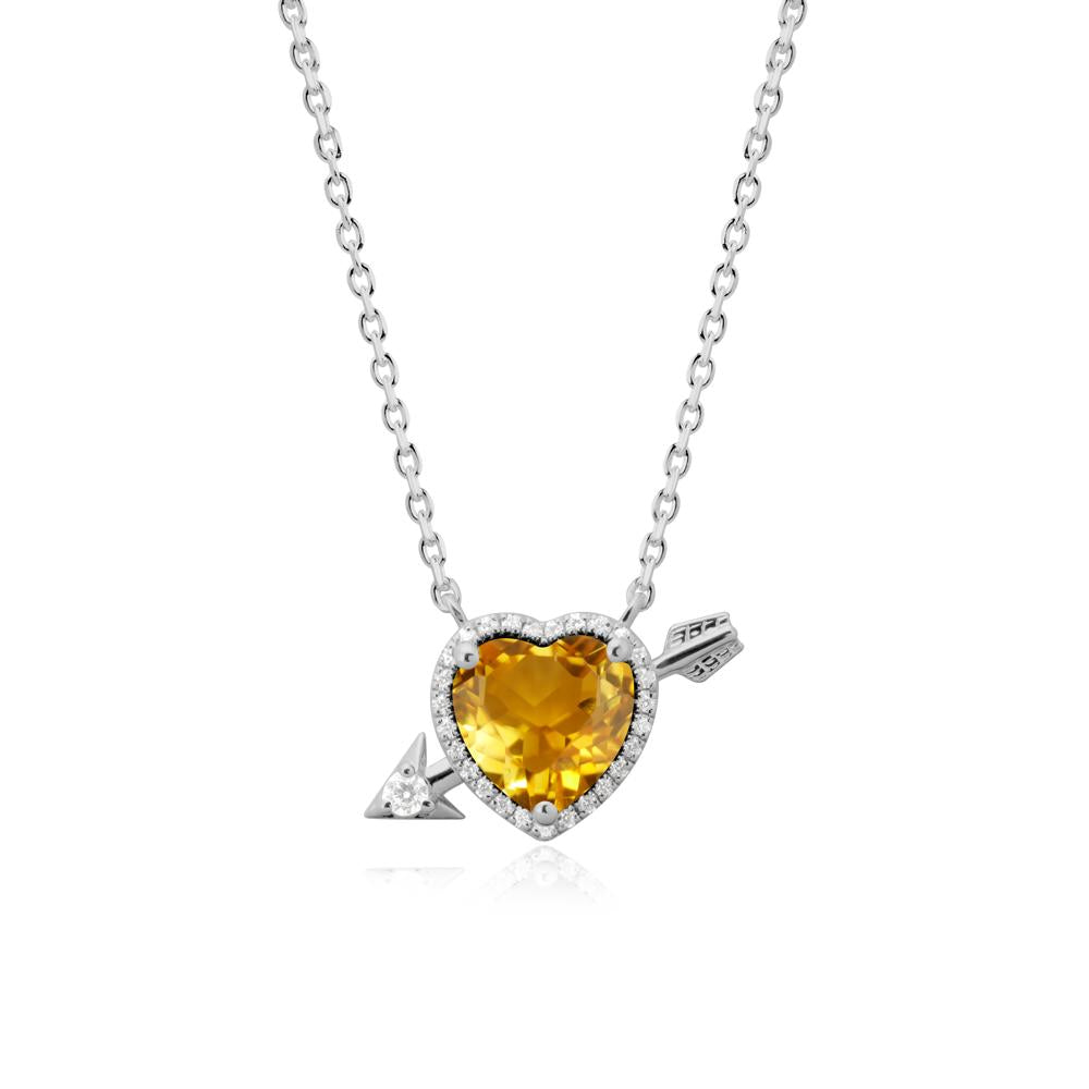 Cupid鈥橲 Arrow Heart Shaped Citrine Necklace - LUO Jewelry #metal_platinum