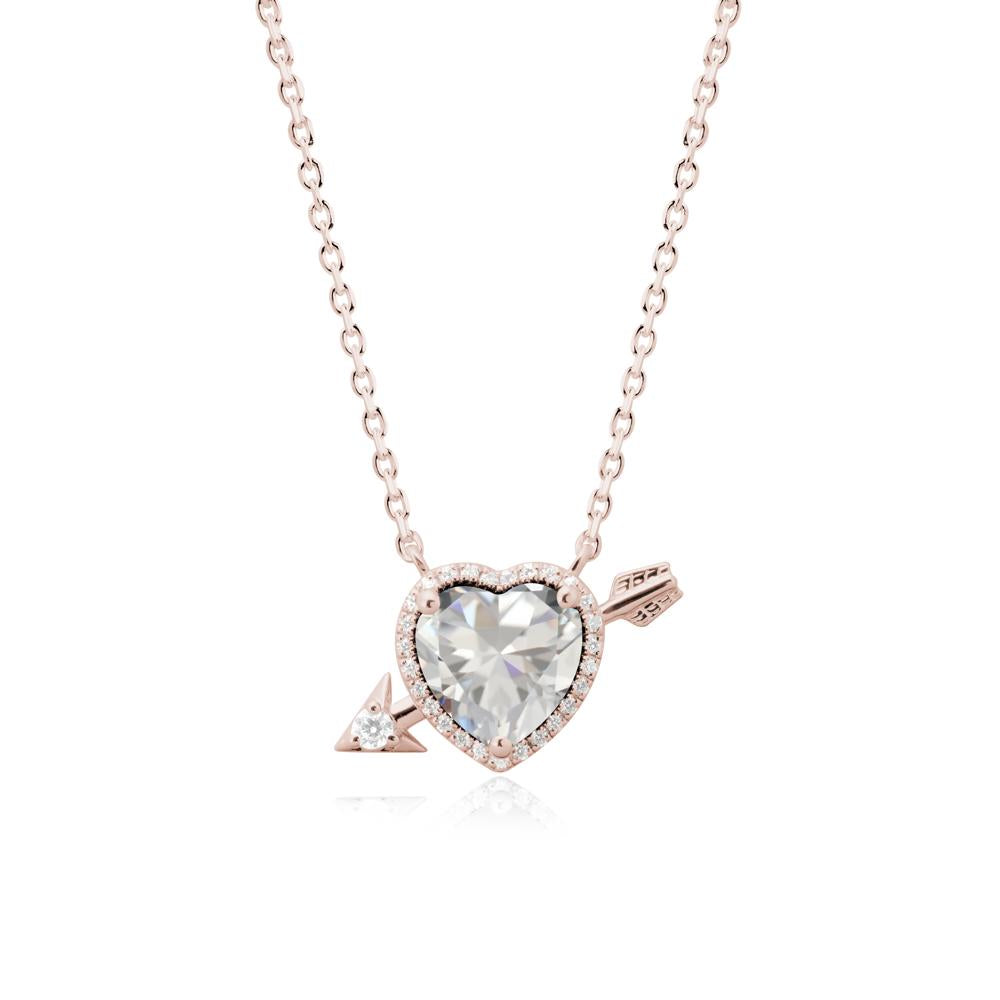 Halo Heart Shaped Cubic Zirconia Pendant Necklace - LUO Jewelry #metal_14k rose gold