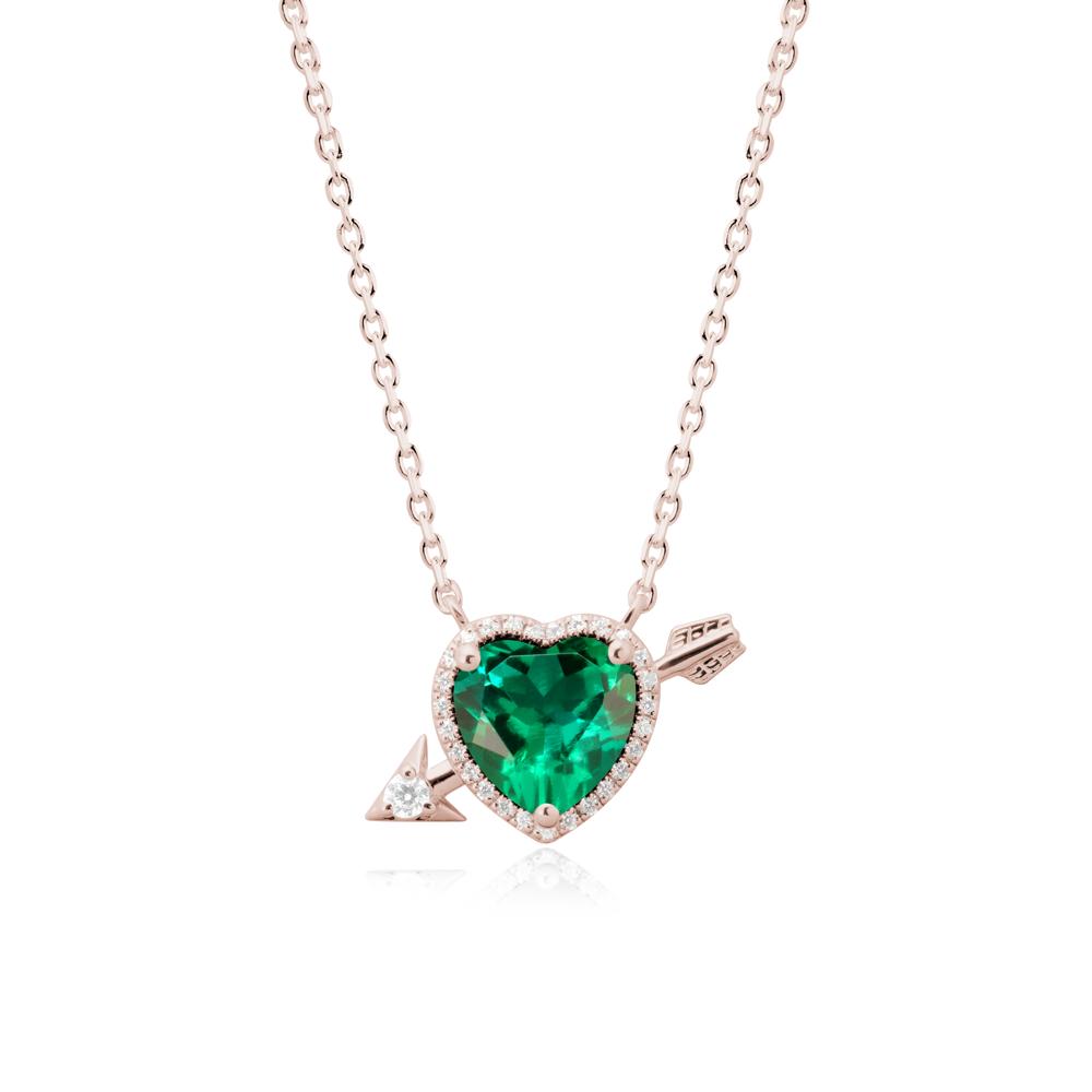 Heart Shaped Emerald Cupid鈥橲 Arrow Necklace - LUO Jewelry #metal_14k rose gold