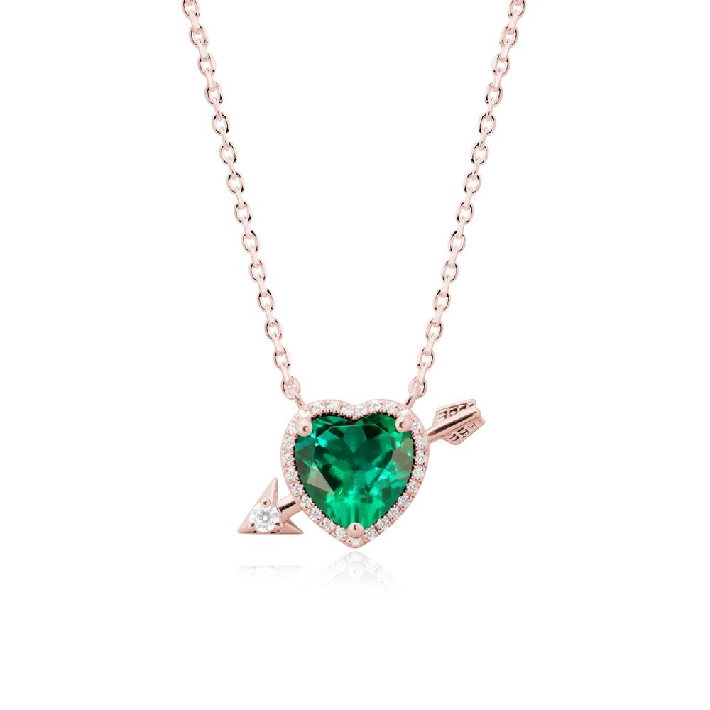 Heart Shaped Emerald Cupid鈥橲 Arrow Necklace - LUO Jewelry #metal_18k rose gold