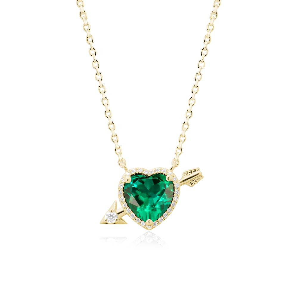 Heart Shaped Emerald Cupid鈥橲 Arrow Necklace - LUO Jewelry #metal_18k yellow gold