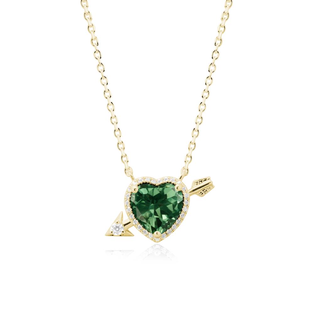 Heart Shaped Green Sapphire Cupid鈥橲 Arrow Necklace - LUO Jewelry #metal_18k yellow gold