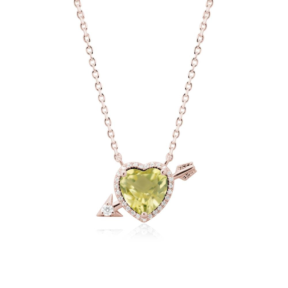 Cupid鈥橲 Arrow Heart Shaped Lemon Quartz Necklace - LUO Jewelry #metal_14k rose gold