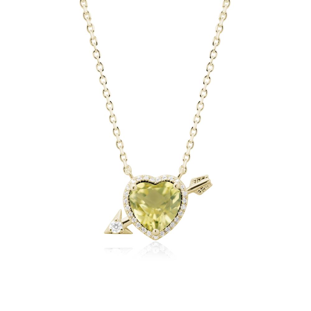 Cupid鈥橲 Arrow Heart Shaped Lemon Quartz Necklace - LUO Jewelry #metal_14k yellow gold
