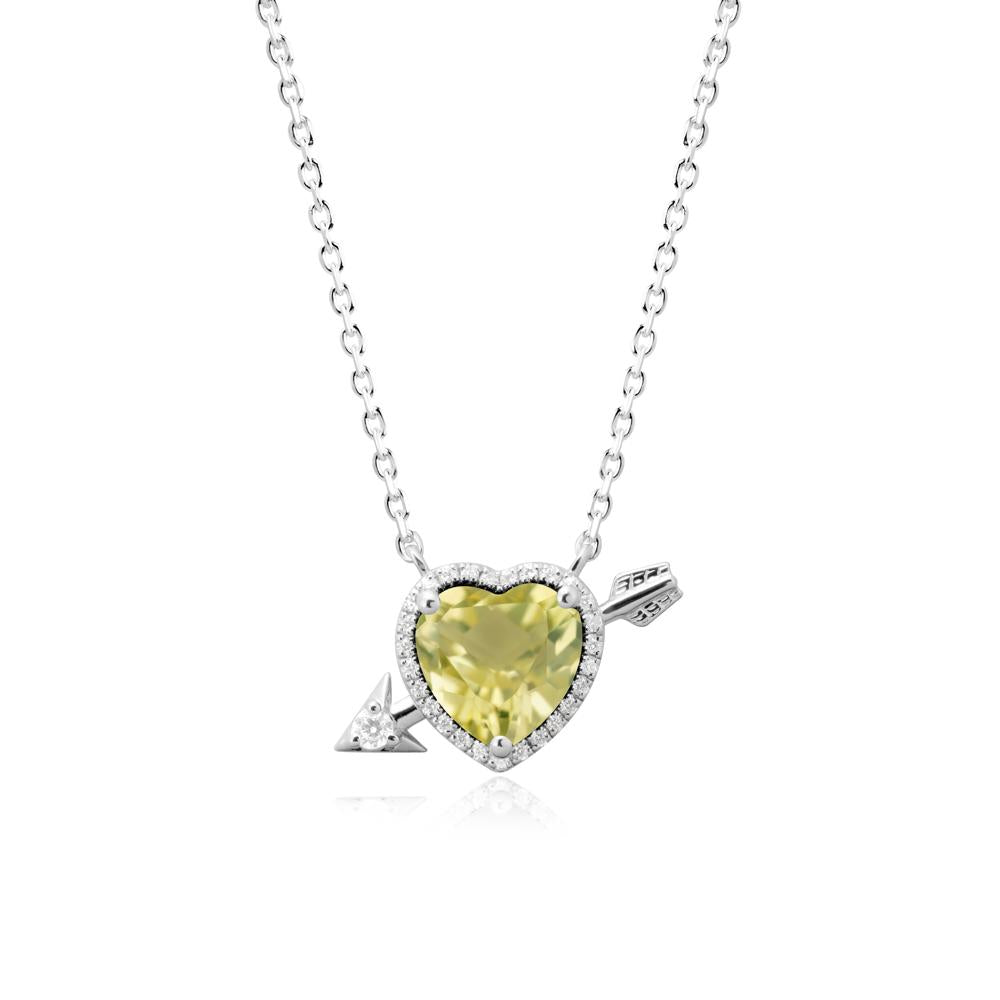 Cupid鈥橲 Arrow Heart Shaped Lemon Quartz Necklace - LUO Jewelry #metal_18k white gold