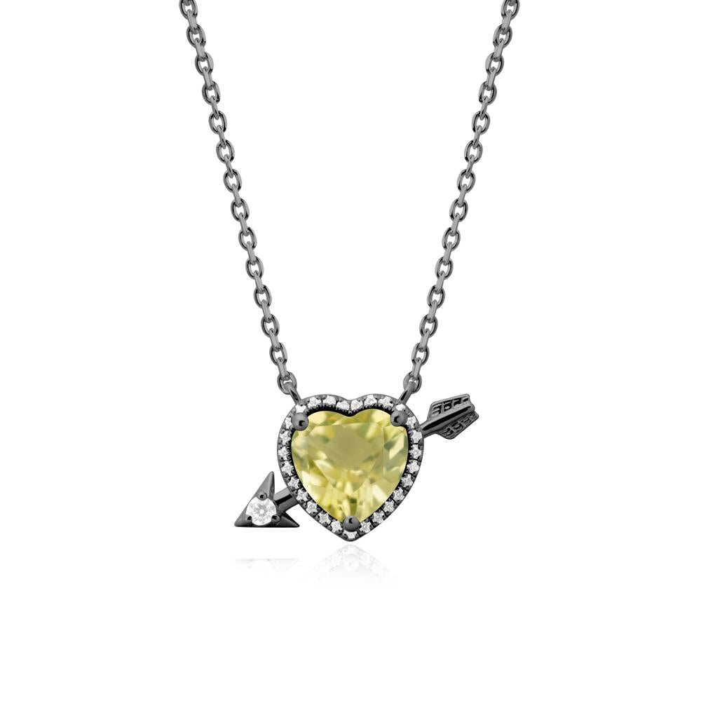 Cupid鈥橲 Arrow Heart Shaped Lemon Quartz Necklace - LUO Jewelry #metal_black finish sterling silver