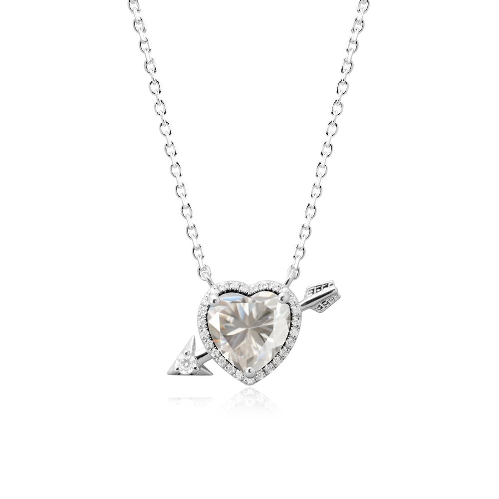 Cupid鈥橲 Arrow Heart Shaped Moissanite Necklace - LUO Jewelry #metal_18k white gold