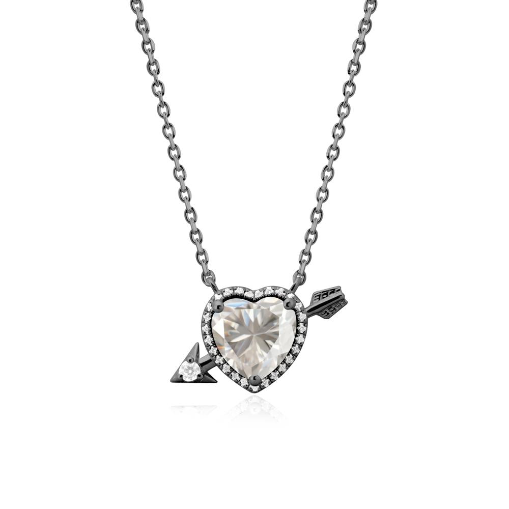 Cupid鈥橲 Arrow Heart Shaped Moissanite Necklace - LUO Jewelry #metal_black finish sterling silver