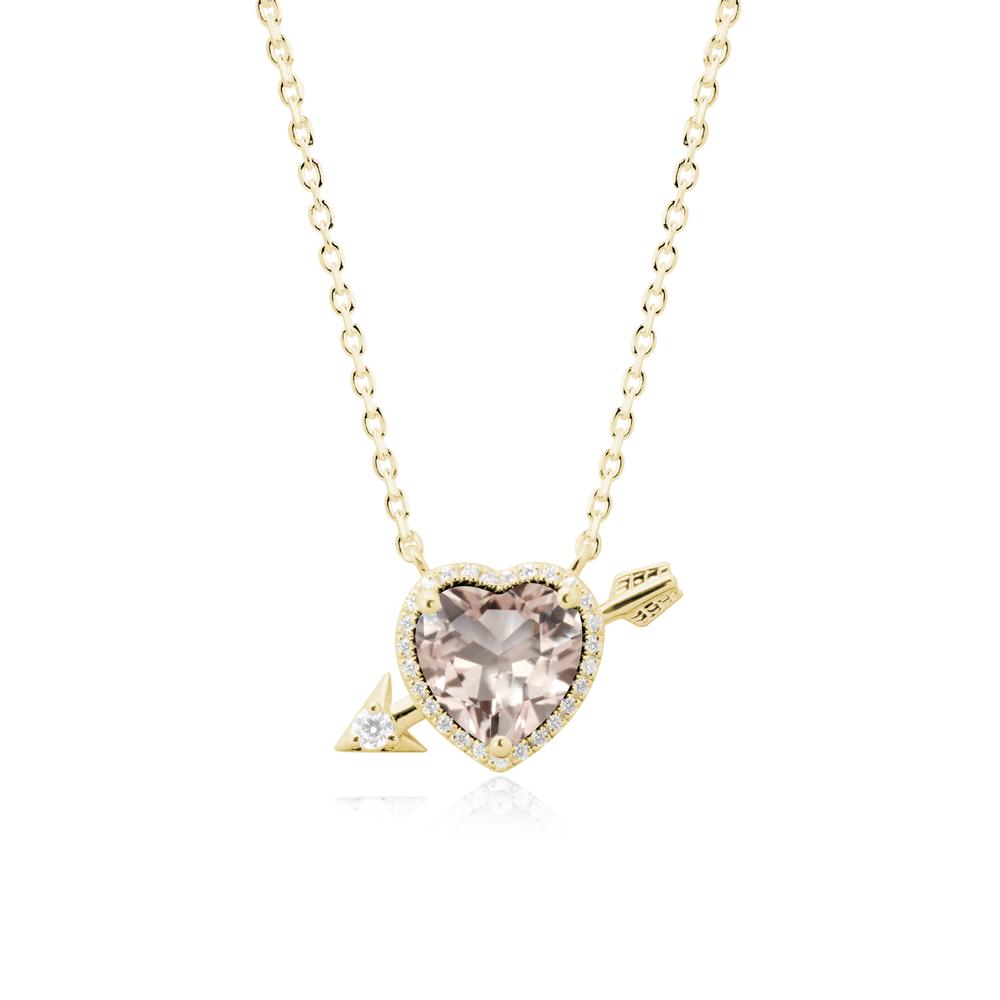 Halo Heart Shaped Morganite Pendant Necklace - LUO Jewelry #metal_18k yellow gold