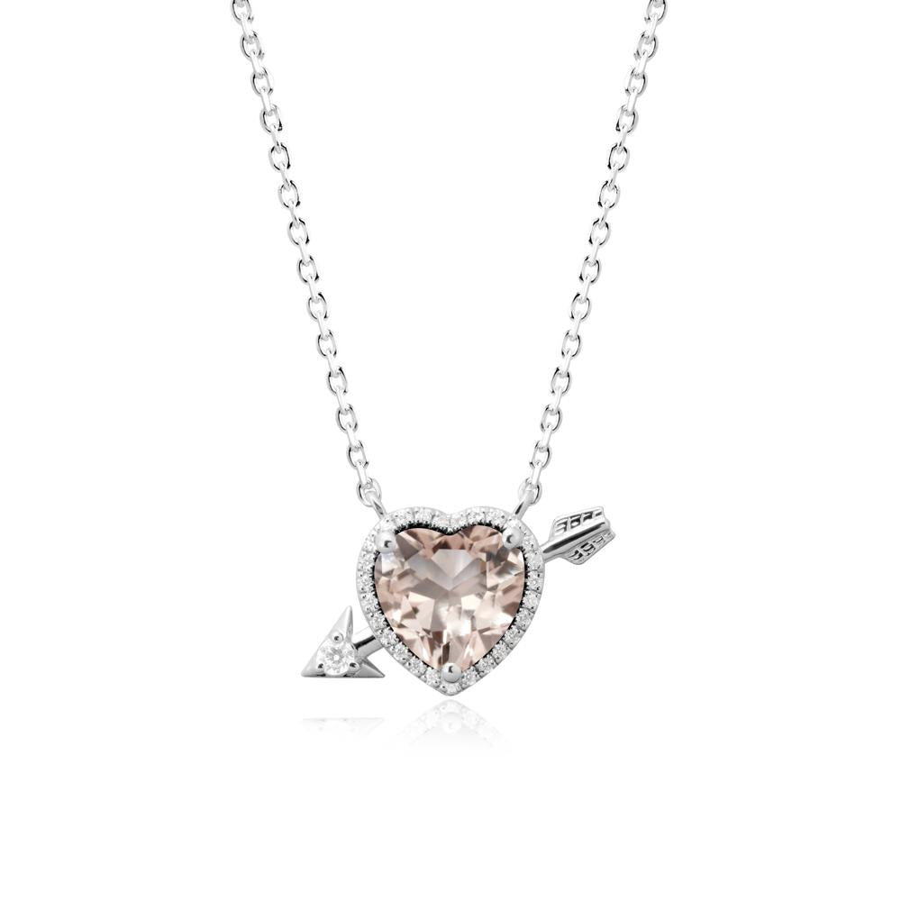Halo Heart Shaped Morganite Pendant Necklace - LUO Jewelry #metal_sterling silver