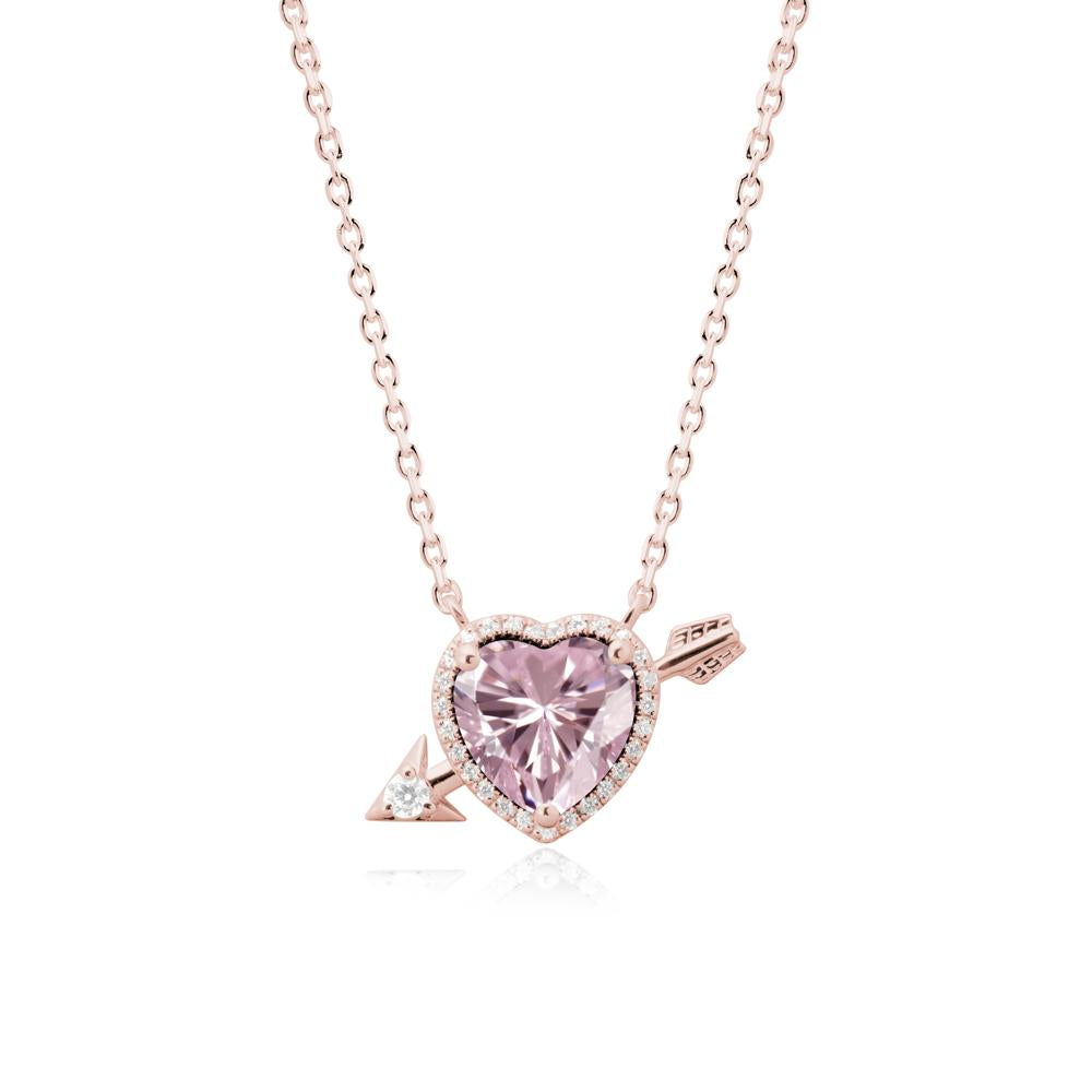 Heart Shaped Pink Cubic Zirconia Cupid鈥橲 Arrow Necklace - LUO Jewelry #metal_18k rose gold