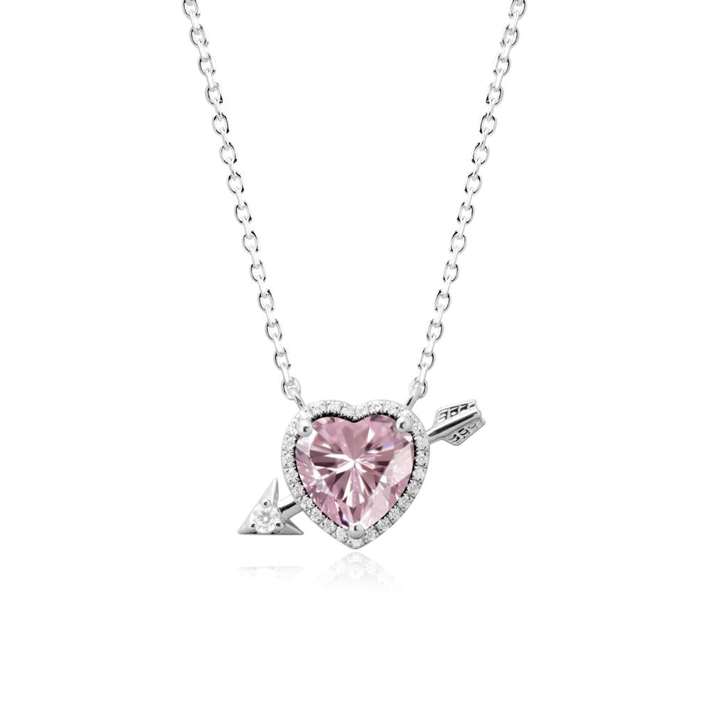 Heart Shaped Pink Cubic Zirconia Cupid鈥橲 Arrow Necklace - LUO Jewelry #metal_sterling silver