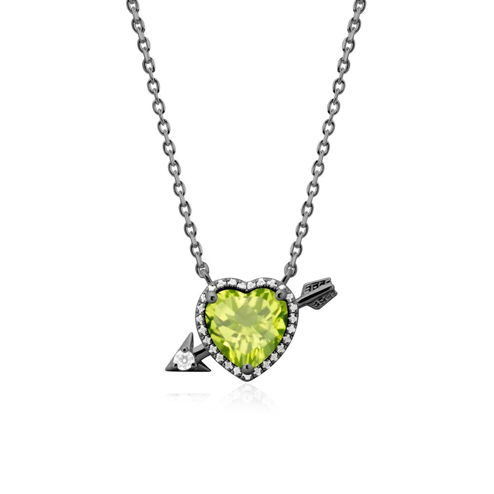 Cupid鈥橲 Arrow Heart Shaped Peridot Necklace - LUO Jewelry #metal_black finish sterling silver