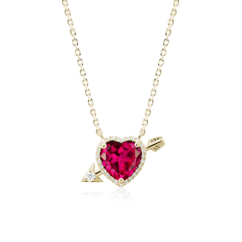 Heart Shaped Ruby Cupid鈥橲 Arrow Necklace - LUO Jewelry #metal_14k yellow gold