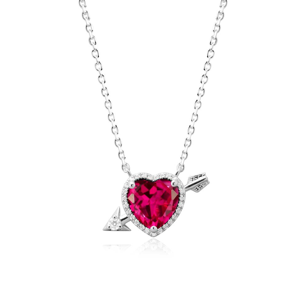 Heart Shaped Ruby Cupid鈥橲 Arrow Necklace - LUO Jewelry #metal_18k white gold