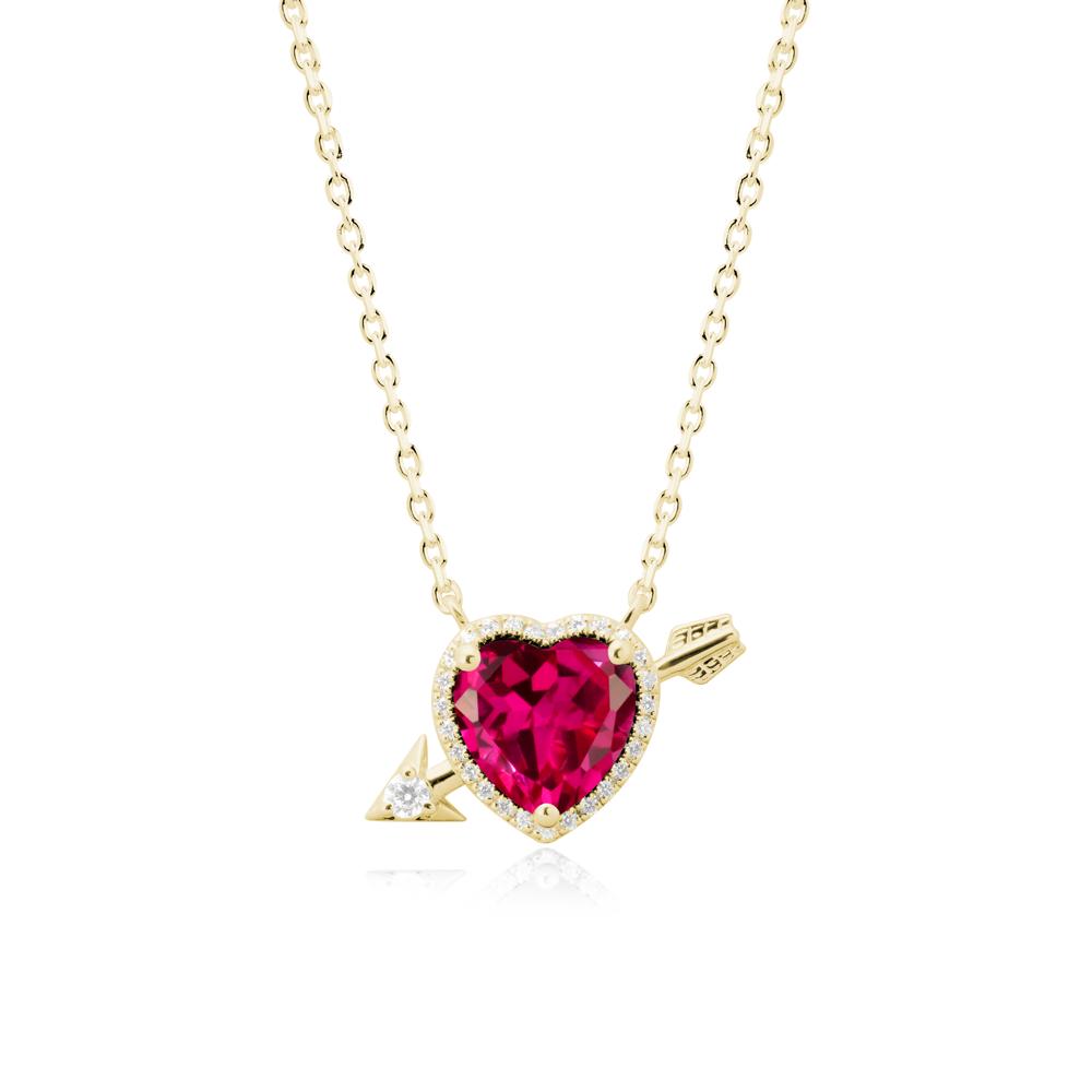 Heart Shaped Ruby Cupid鈥橲 Arrow Necklace - LUO Jewelry #metal_18k yellow gold