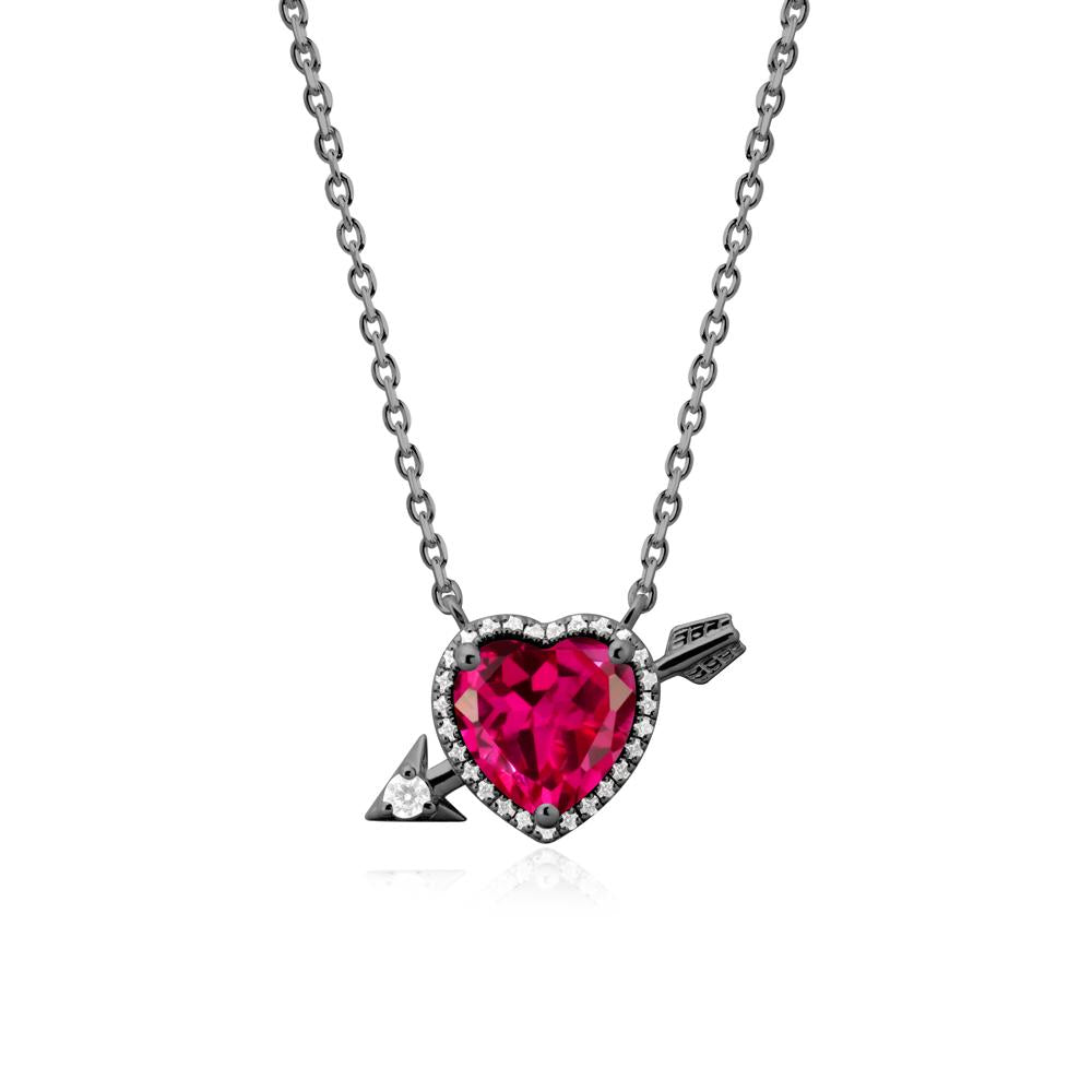 Heart Shaped Ruby Cupid鈥橲 Arrow Necklace - LUO Jewelry #metal_black finish sterling silver