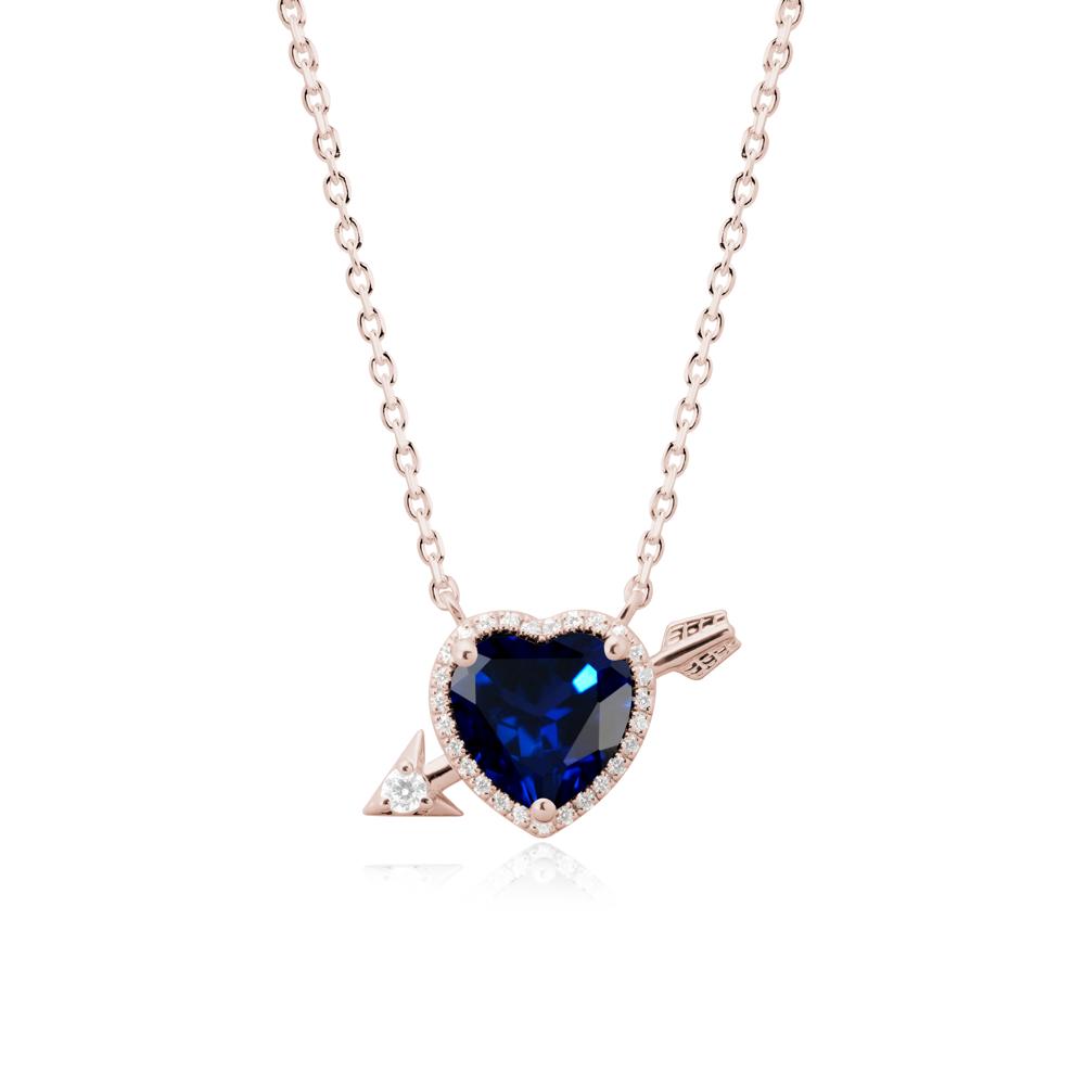 Cupid鈥橲 Arrow Heart Shaped Sapphire Necklace - LUO Jewelry #metal_14k rose gold
