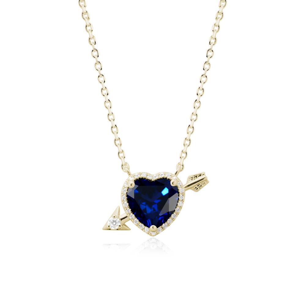 Cupid鈥橲 Arrow Heart Shaped Sapphire Necklace - LUO Jewelry #metal_14k yellow gold