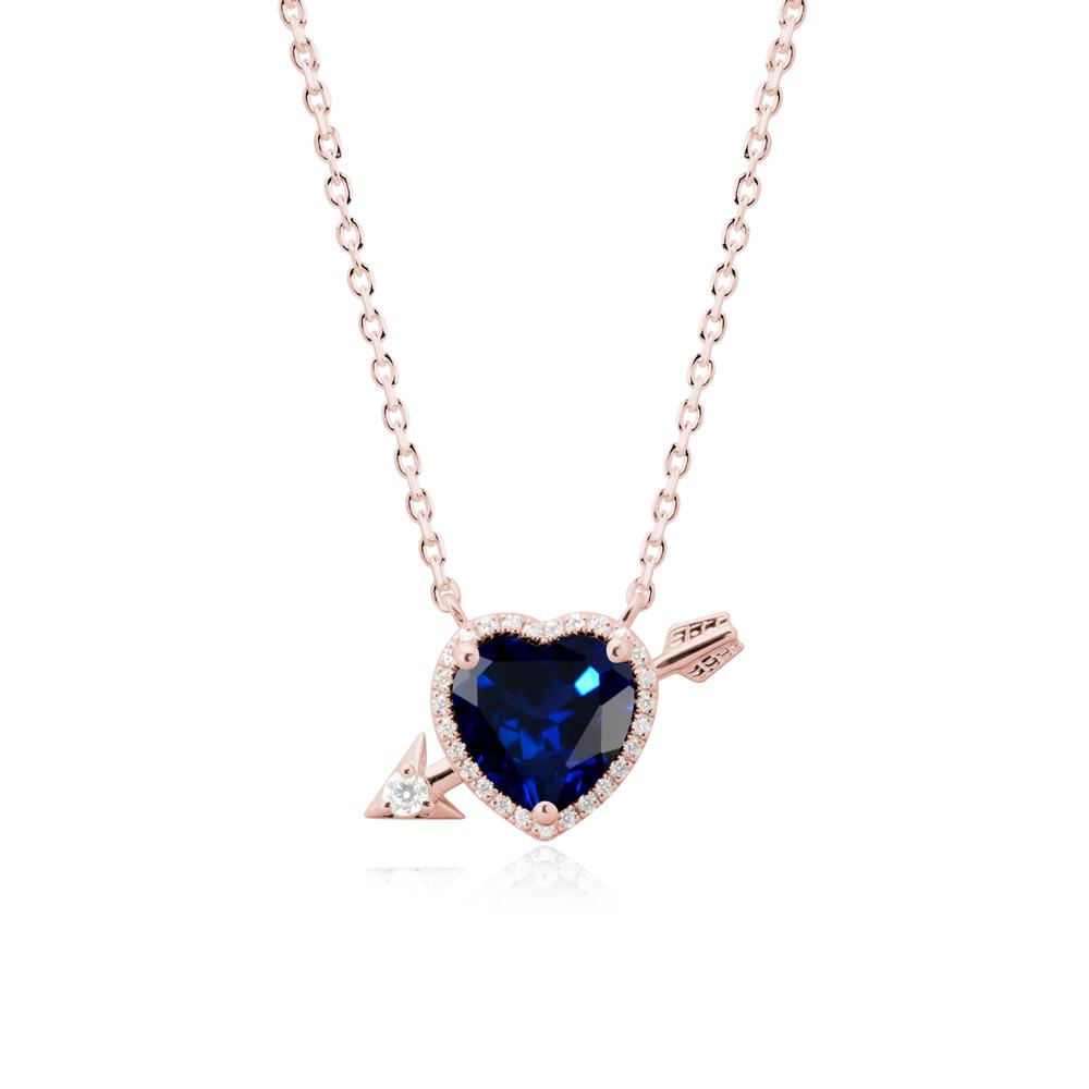Cupid鈥橲 Arrow Heart Shaped Sapphire Necklace - LUO Jewelry #metal_18k rose gold