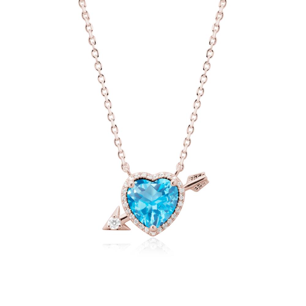 Heart Shaped Swiss Blue Topaz Cupid鈥橲 Arrow Necklace - LUO Jewelry #metal_14k rose gold