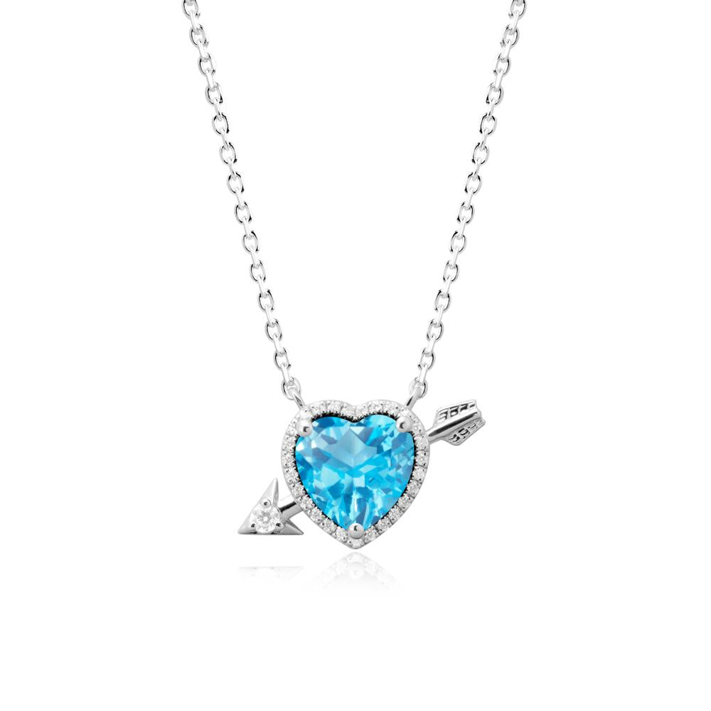 Heart Shaped Swiss Blue Topaz Cupid鈥橲 Arrow Necklace - LUO Jewelry #metal_sterling silver