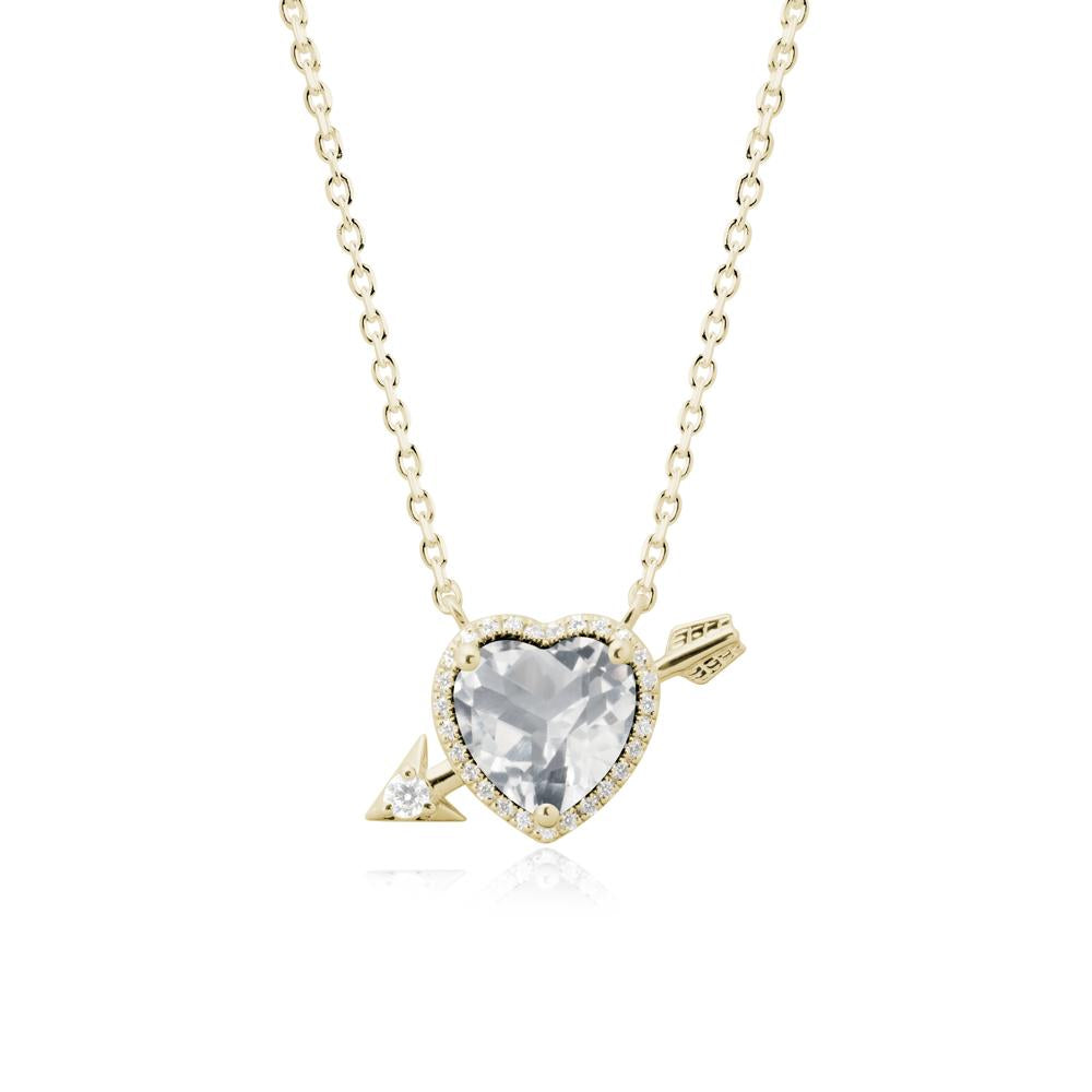 Cupid鈥橲 Arrow Heart Shaped White Topaz Necklace - LUO Jewelry #metal_14k yellow gold