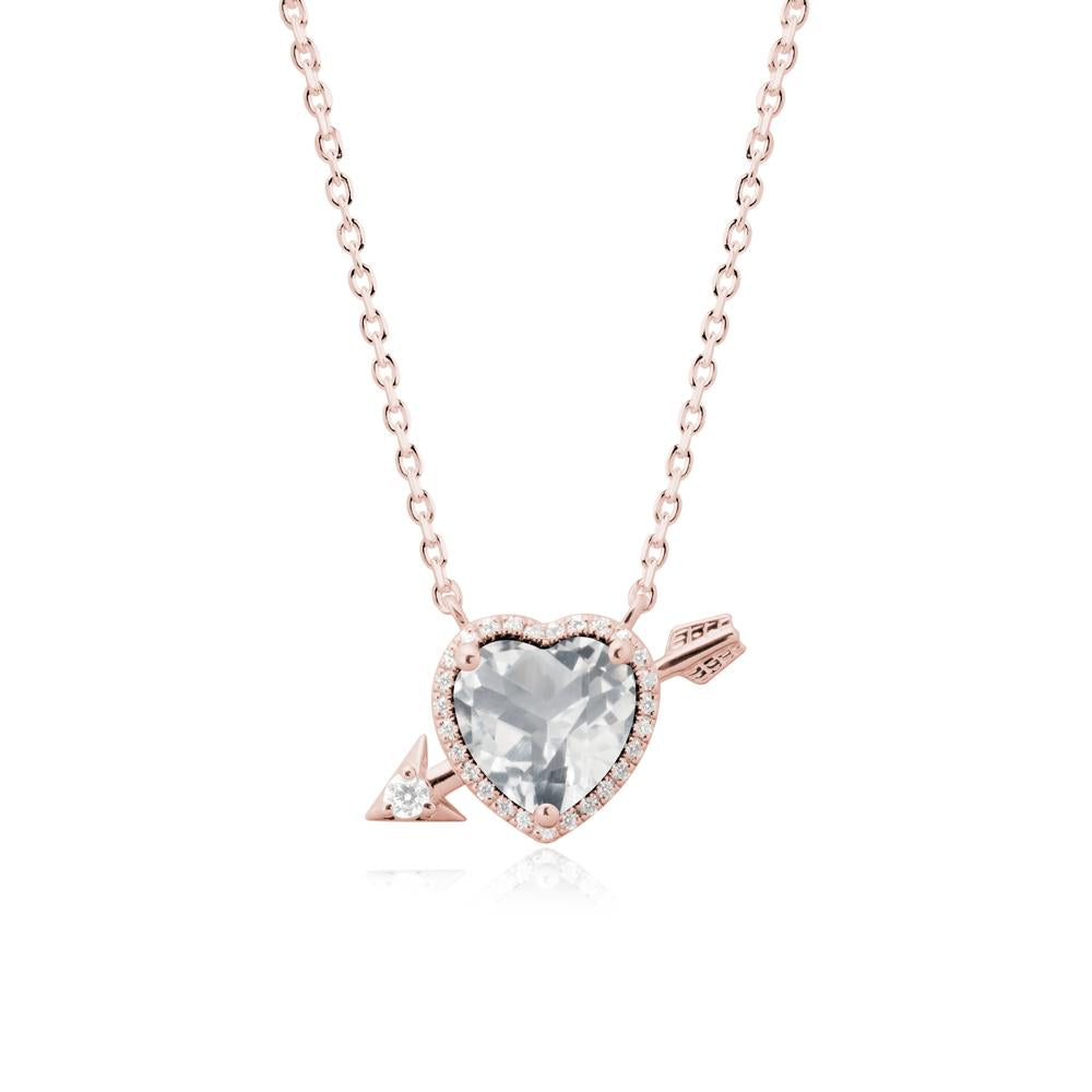 Cupid鈥橲 Arrow Heart Shaped White Topaz Necklace - LUO Jewelry #metal_18k rose gold