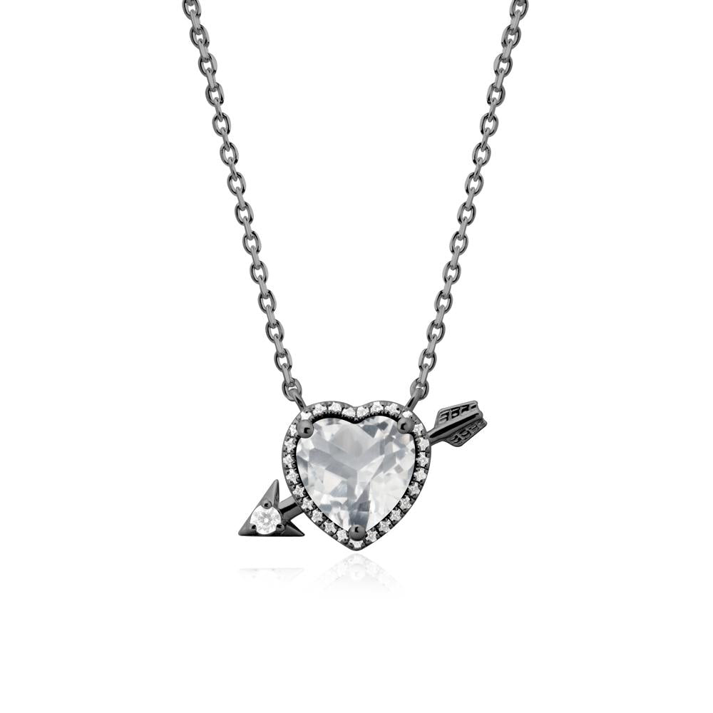 Cupid鈥橲 Arrow Heart Shaped White Topaz Necklace - LUO Jewelry #metal_black finish sterling silver