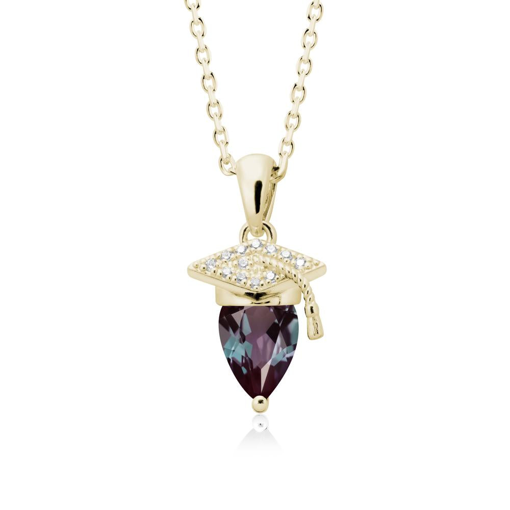 Pear Cut Alexandrite Graduation Necklace - LUO Jewelry #metal_14k yellow gold